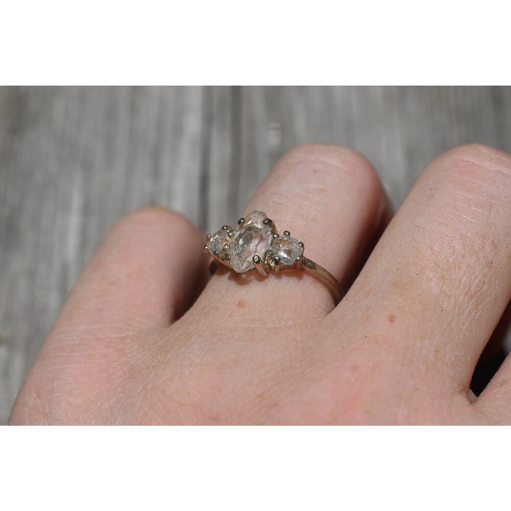 14k Gold Diamond Ring Size 7 Raw Diamond Engagement Ring Solid Gold Engagement - Picture 2 of 5